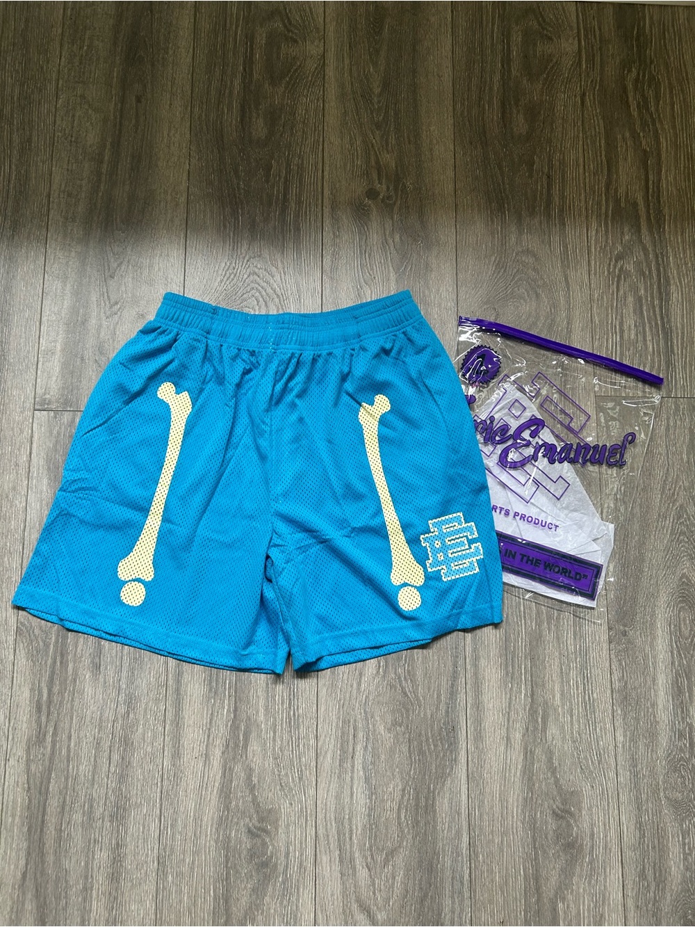 Size S | Eric Emanuel blue bone athletic shorts